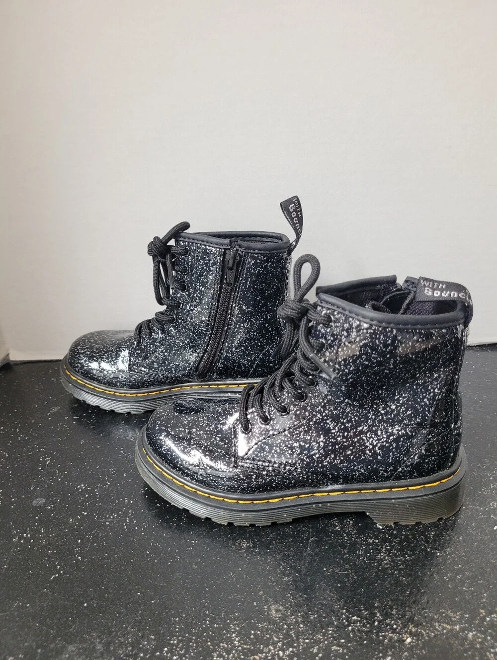 Dr Martens Black and Silver Glitter Boots